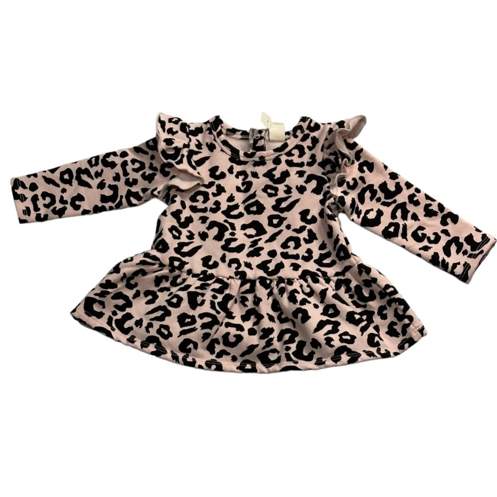 Tucker and Tate Pink Cheetah Print Long Sleeve Ruffle Shirt Size 24 Months